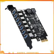 BRJ3 Alto-Falante USB3.2 Gen1 5 Gbps USB3.0 PCI Express E Para 7 Portas USB 3 Hub Adaptador De Expansão PC Desktop