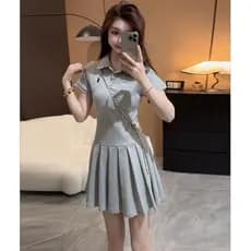 Oversized Plus Size 120KG Feminino Solto Polo Vestido De Manga Curta Roupas Femininas