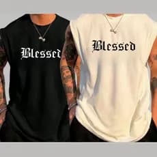 Kit 2 Regatas Plus size G1 ao G5   Machão Masculina Blessed 100% algodão