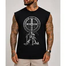 Regata Machão Camiseta Medalha São Bento Algodão do P ao Plus Size