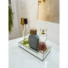 Bandeja espelhada para kit banheiro lavabo decoração perfumes