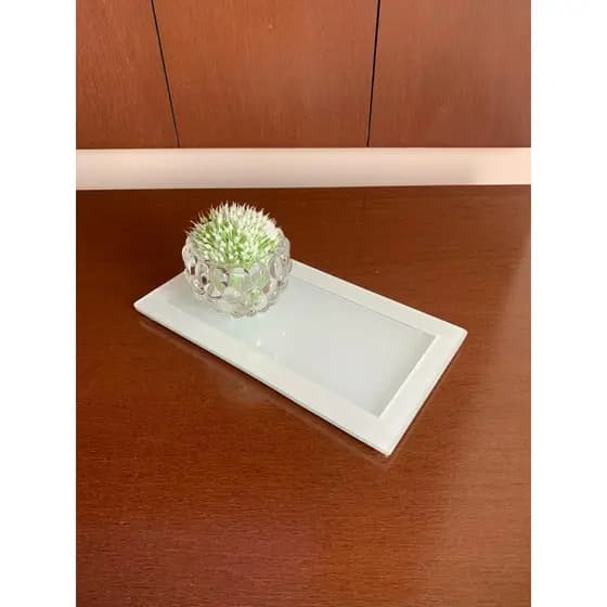 Bandeja Espelhada Decorada Sala Cozinha Banheiro 15x10cm Cores Rose Branca Preta