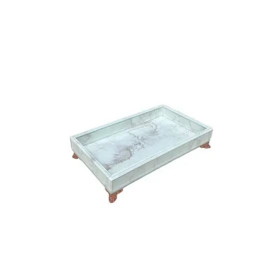 Bandeja Vidro 25x15 para Decoração Lavabo Banheiro Sala Cozinha Efeito Mármore