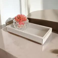 Bandeja rose para decoração bandeja vidro rose 20x10 lavabo sala