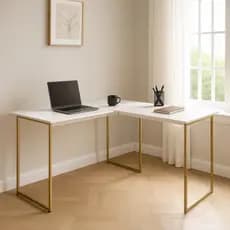 Mesa de Escritório em L Estilo Industrial Estudos Max Pé de Ferro 90x90cm - JM3 Móveis