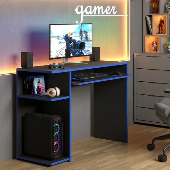 Escrivaninha Mesa De Computador 79cm Mesa Gamer Com Suporte CPU E Prateleira MDP