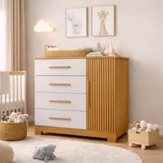 Cômoda Para Quarto Sapateira Malibú 4 Gavetas Porta e Prateleira Interna
