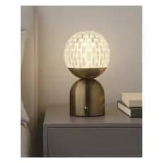 Luminária Abajur S/ Fio Recarregável Dimerizável Led Touch Dourado-escuro Branco