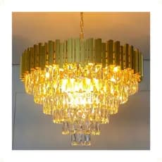 Lustre Pendente Vana Gold 3 Cristal L15 E14 Dourado Cristal 110v/220v