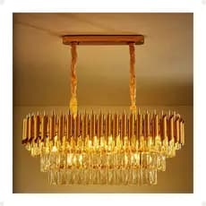 Pendente Lustre 75cm Metal Cristal Dourado
