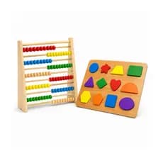 Kit 2 Brinquedos Educativos De Madeira Montessori Abaco