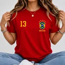 Camiseta BRASIL unisex Vermelha Lançamento Brasileira Feminina Masculino Premium copa do mundo