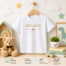 Camiseta Milano Itália Premium Infantil Estilo Moderna Criança Unisex moda