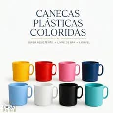KIT CANECAS PLÁSTICAS COLORIDAS 500ml PARA CRIANÇAS FESTAS ESCOLAS CRECHES