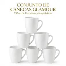 Kit Xícaras De Porcelana Glamour Cores  250ml Jogo Canecas Cilíndrica Para Café E Chá Cozinha Jogo de Caneca Alta Qualid