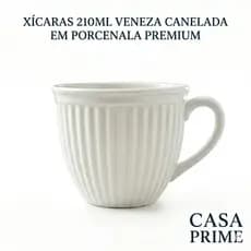 XÍCARA VENEZA 210ML CANECA CANELADA EM PORCENALA CAFÉ CHÁ LEITE RESISTENTE ELEGANTE