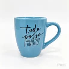 Caneca Porcelana Glamour 250ml Frases Gospel Fé Gratidão Xícara Café Chá Presente