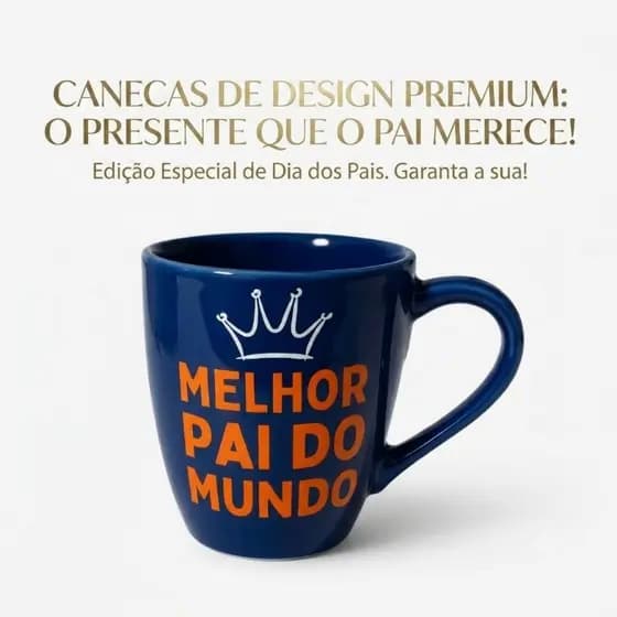 Caneca Glamour AZUL Personalizada Dia dos Pais Em Porcelana Presente Pai Lembrancinha Frases Amor Carinho Presente Pai