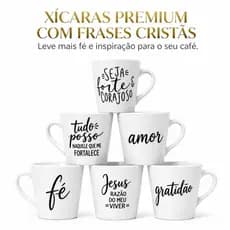 Kit Xícaras Caneca Porcelana 140ml Frases Cristãs Presente Evangélico Fé Versículos Bíblicos Café Decoração Amor Sonhos