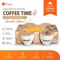 Kit 4 Xícaras Decoradas para Café 80ml com Frases Motivacionais |Cantinho do Café| Presente Especial |Decoração Cozinha