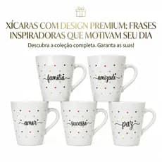 Jogo Xícaras Porcelana Com Frases Caneca Motivacional Fé Gratidão Amor Sucesso Xícara De Café Chá Presente