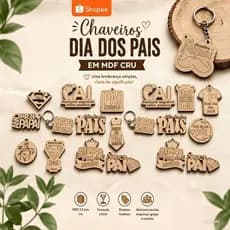 Presente Dia Dos Pais Chaveiro MDF Cru Ou Branco Lembrancinha Criativa Pai Amor Carinho Gratidão Personalizado