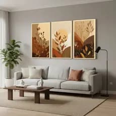 Kit 3 Quadros Decorativos Boho Flores Ramos Moderno Delicado Estiloso Quarto Sala Hall