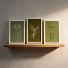 Lindos Quadros Decorativos Flores Beija Flor Minimalista Elegante 90x50 Moldura