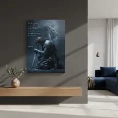 Quadro Decorativo Leão de Judá Guerreiro Religioso Motivacional Sala Quarto Escritório