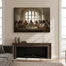 Quadro Decorativo Religioso Jesus Cristo Santa Ceia Realista Moderno Elegante