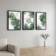Quadros Decorativos Costela De Adão Frase Motivacional Folhas Elegante Estiloso Minimalista