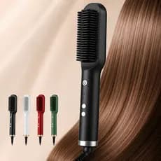 Escova Alisadora Elétrica Bivolt 5 Em 1 Anti Frizz Modeladora Cabelo Liso Portátil 110V 220V Hidrata