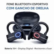 Fone de Ouvido Sem Fio Esportivo Para corridas e Lazer Gancho Bluetooth Cancelamento de Ruído TWS Estéreo Bateria 5a 15h