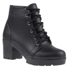 Botas Feminina Coturno Salto Tratorado Cano Curto Macio Napa Preto - Mania de Mulher
