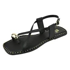 Sandália Feminina Rasteira Chinelo Bico Quadrado Tira Moda
