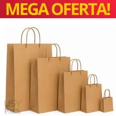 Sacola Kraft Offset Reforçada C/10 Cordão de Nylon Pacote Embalagem Presente Brinde