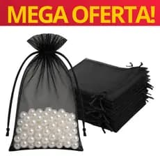 Saco Saquinho de Organza Preto C/50 Diversos Tamanhos | Lembrancinha Presente Decoração Embalagem