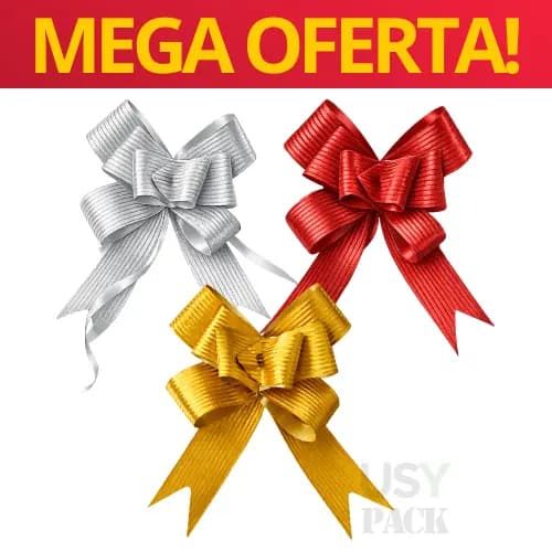 Laço Fácil Mágico Glitter Listrado 18x350mm Médio C/50 unidades | Decoração Decorativo Presente