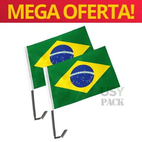Kit 2 ou 10 Bandeirinhas Bandeira Brasil para Janela de Carro 30x45cm