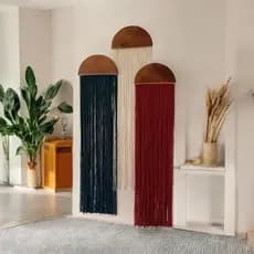 Trio Painel Decorativo em Macrame  Quadros decorativos Quadros decorativos Macramê Decoração sitio decoração para rancho