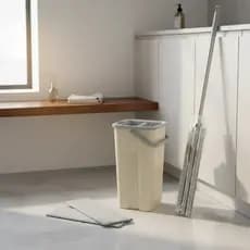 Mop Flat Balde 6 litros Com 2 Refis Com Cabo Extensivel InoX Para Limpeza Rápida