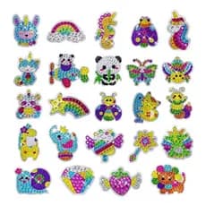 Kit 48 Adesivos Pintura C/ Diamantes Para Crianças Infantil