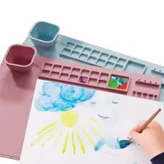 Tapete Silicone De Pintura Paleta E Copo Para Arte Desenho