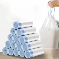 Kit 5 Rolo de Saco Plástico para Lixo Com Alça Fechamento Cordão
