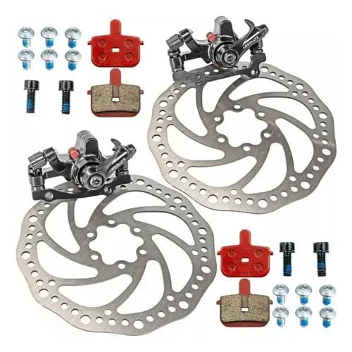 Kit Freio Disco Absolute Bike Mecânico Disco Pinça Rotor 160 Completo Dianteiro e Traseiro