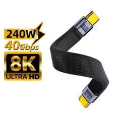 Cabo usb tipo-c audio e video hd 8k 60hz thunderbolt 4.0 otg carregador pd qc 3.1 extensão 13 cm