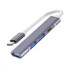 Hub 4 porta tipo tomada plug type-c extensão usb pc note mac adaptador cabo smart phone otg conector