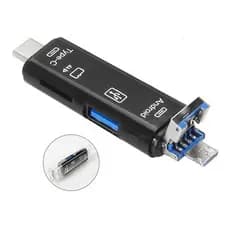 Leitor tipo hub adaptador otg usb type c e micro-b v8 extensão plug cartão memória micro tf sd xc hc