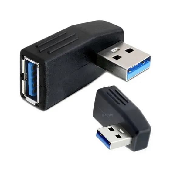 Adaptador 90 graus cabo conector usb extensão tomada pc box tv notebook união plug