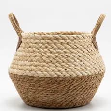 Cesto Palha Artesanal Vaso Cachepot Natural Decoração Flores